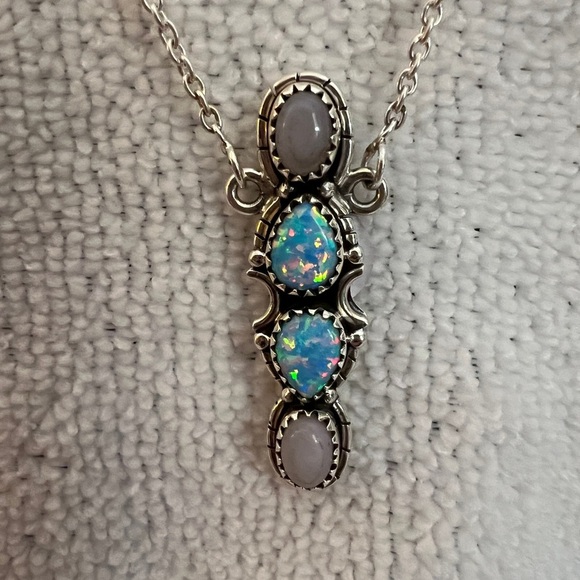 ❤️ Ethiopian Opal & Rose Quartz Necklace Southwestern Influence - Picture 1 of 10
